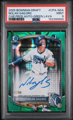 2025 Bowman Draft Chrome Prospect Autographs Green Lava Nolan Sailors #CPA-NSA /99 PSA 9