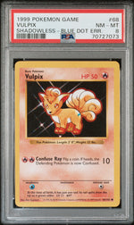 1999 Pokemon Game Shadowless Blue Dot Error Vulpix #68 PSA 8