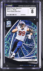 2019 Spectra #79 J.J. Watt Neon Blue Die-Cut /50 CGC 8