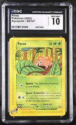 2003 Pokemon #99/147 Paras Aquapolis CGC 10