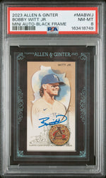 2023 Topps Allen & Ginter Framed Mini Autograph Black Frame Bobby Witt Jr. #MABWJ /25 PSA 8