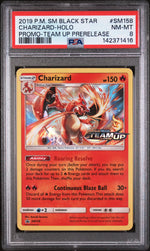 2019 Pokemon Sun and Moon Black Star Promo Team Up Prerelease Holo Charizard #SM158 PSA 8