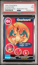 1999 Pokemon Burger King Perforated Charizard #06 PSA 7