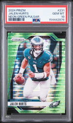 2024 Prizm Prizms Neon Green Pulsar Jalen Hurts #231 PSA 10