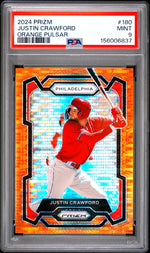 2024 Panini Prizm Orange Pulsar Justin Crawford #180 /399 PSA 9