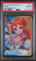 2025 One Piece Japanese Op11-A Fist of Divine Speed Alternate Art Nami #041 PSA 10