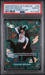 2026 One Piece the Azure Sea’S Seven Special Alternate Art Dracule Mihawk #OP12-030 PSA 10