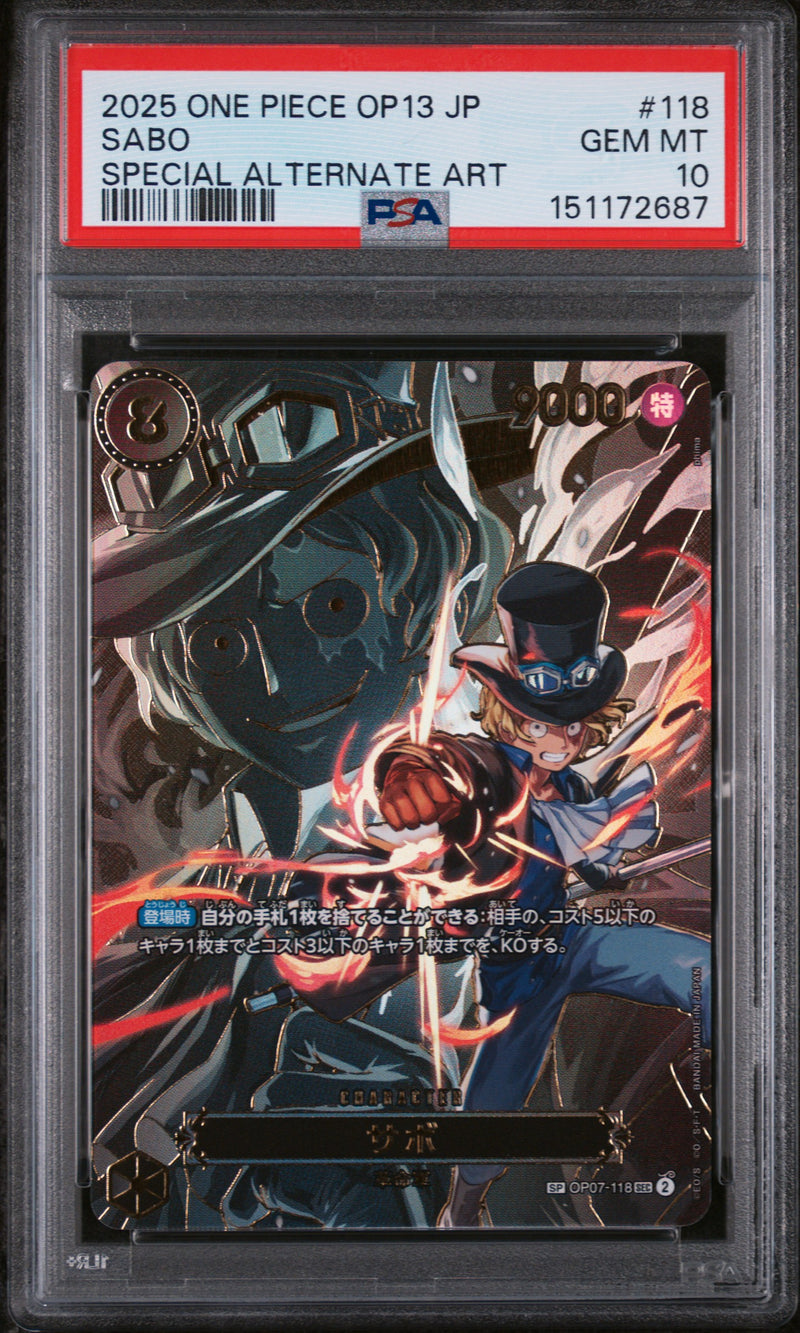 2025 One Piece Sabo #118 Special Alternate Art PSA 10