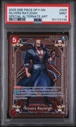 2025 One Piece A Fist of Divine Speed Special Alternate Art Silvers Rayleigh #OP09005 PSA 9