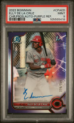 2022 Bowman Chrome Prospect Autograph Purple Refractor Elly De La Cruz #CPAED /250 PSA 9