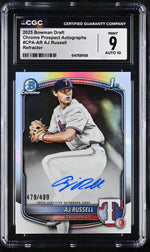 2025 Bowman #CPA-AR AJ Russell Chrome Prospect Autographs /499 Auto CGC 9