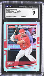 2020 Donruss #188 Albert Pujols Season Stat Line CGC 9