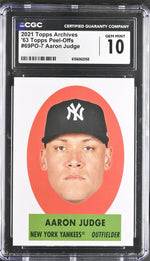 2021 Topps Archives #69PO-7 Aaron Judge '63 Topps Peel-Offs CGC 10