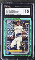 2024 Bowman #BCP-140 Jackson Chourio Aqua Shimmer Refractor /225 CGC 10