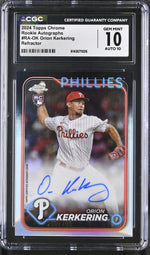 2024 Topps Chrome #RA-OK Orion Kerkering Rookie Autographs /499 Auto CGC 10