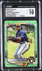 2025 Bowman #BP-38 Luis Pena Green Pattern /99 CGC 10