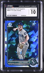 2022 Bowman #BDC-112 Cole Young Draft Sapphire CGC 10