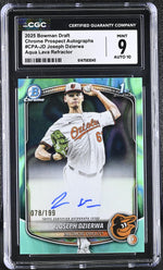 2025 Bowman Chrome # Joseph Dzierwa Chrome Prospect Autographs /199 Auto CGC 9