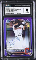 2025 Bowman #CPA-DC Dean Curley Draft Chrome Prospect Autographs /250 Auto CGC 9