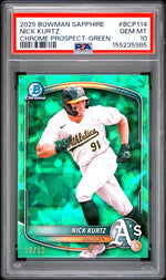 2025 Bowman Sapphire Edition Chrome Prospects Green Nick Kurtz #BCP114 /99 PSA 10