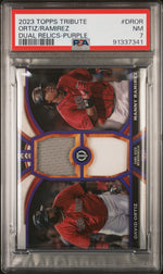2023 Topps Tribute Tribute Dual Relics Dual Player Dual Relics-Purple Ortiz/Ramirez #DROR /50 PSA 7