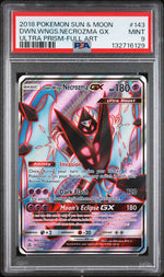 2018 Pokemon Sun and Moon Ultra Prism Full Art Dawn Wings Necrozma Gx #143 PSA 9