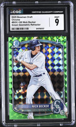 2025 Bowman #BDC-100 Nick Becker Green Geometric Refractor /99 CGC 9