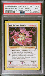 2000 Pokemon Wizards of the Coast Black Star Promo Pokemon League Team Rocket's Meowth #18 PSA 9