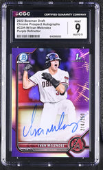 2022 Bowman Chrome Ivan Melendez #CDA-IM Purple Refractor Auto /250 CGC 9
