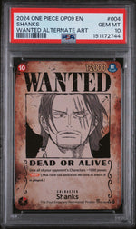 2024 One Piece Emperors In the New World Wanted Alternate Art Shanks #OP09-004 PSA 10
