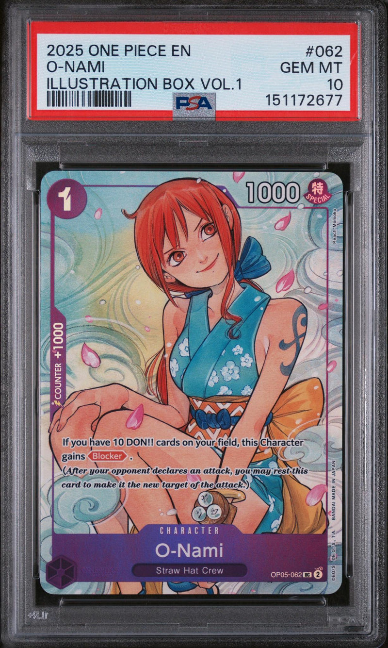 One Piece Card Game O-Nami OP05-062 Illustration Box Vol.1 PSA 10