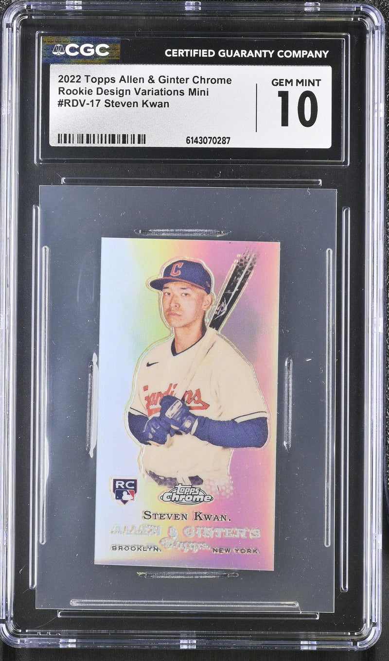 2022 Topps Allen & Ginter Chrome # Steven Kwan Rookie Design Variations Mini CGC 10