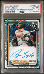2024 Bowman Chrome Prospect Autographs Chr Prspct Au-Mini Diamond Ryan Lasko #CPARLAS /100 PSA 8