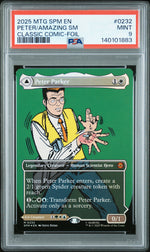 2025 Magic the Gathering Marvel's Spider-Man Classic Comic Borderless-Foil Amazing Spider-Man/Peter Parker #0232 PSA 9