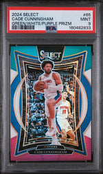 2024 Panini Select Green/White/Purple Prizm Cade Cunningham #65 /49 PSA 9