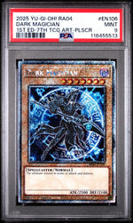 2025 Yu-Gi-Oh! Ra04-Quarter Century Stampede 1st Edition-7th TCG Artwork-Platinum Secret Rare Dark Magician #EN106 PSA 9