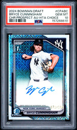 2024 Bowman Draft Hta Choice Refractor Bruce Cunningham #CPA-BC /150 PSA 10