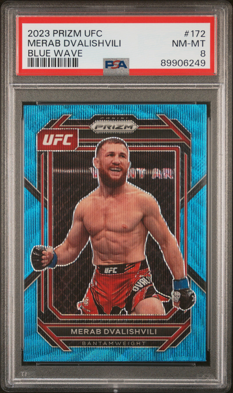 2023 Panini Prizm UFC Blue Wave Merab Dvalishvili #172 PSA 8