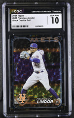 2024 #650 Francisco Lindor Black Crackle Foil CGC 10