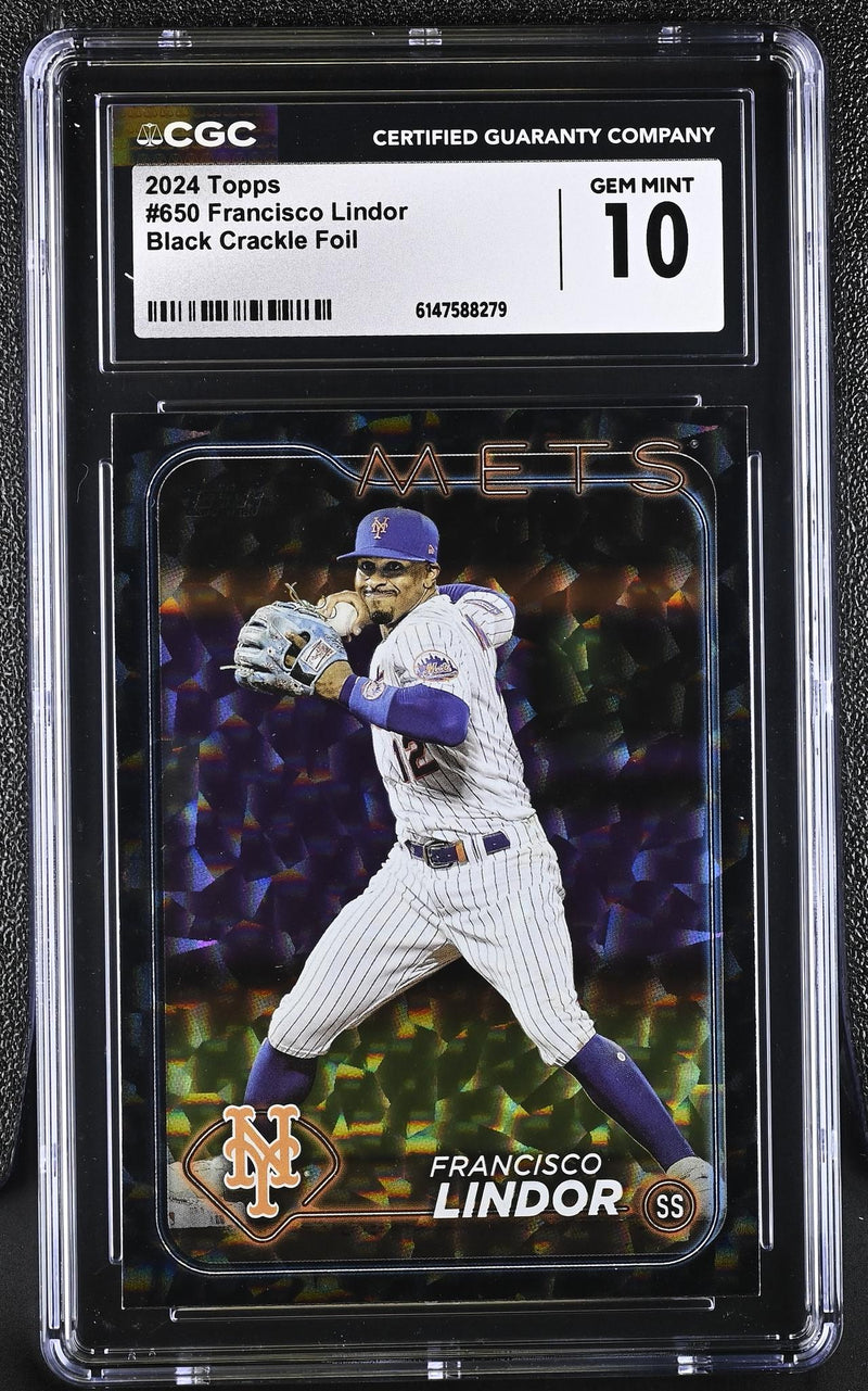 2024 #650 Francisco Lindor Black Crackle Foil CGC 10
