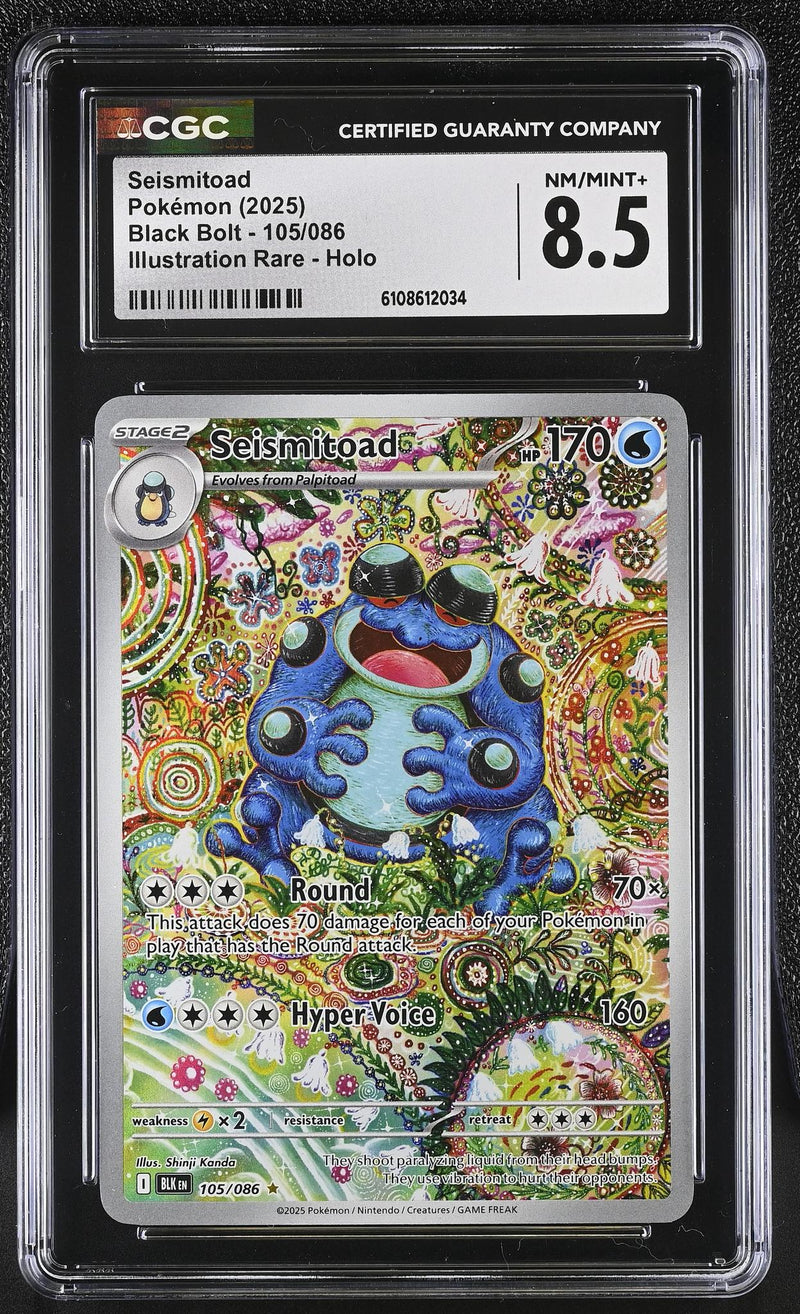 Pokémon Black Bolt Seismitoad #105/086 Illustration Rare Holo CGC 8.5