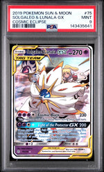 2019 Pokemon Sun and Moon Cosmic Eclipse Lunala/Solgaleo Gx #75 PSA 9