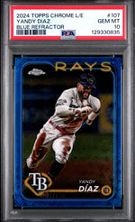 2024 Topps Chrome Logofractor Edition Blue Refractor Yandy Diaz #107 /150 PSA 10