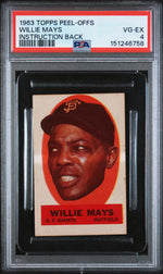 1963 Topps Peel-Offs Instruction Back Willie Mays PSA 4