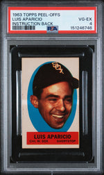 1963 Topps Peel-Offs Instruction Back Luis Aparicio PSA 4