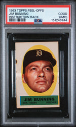 1963 Topps Peel-Offs Instruction Back Jim Bunning PSA 2