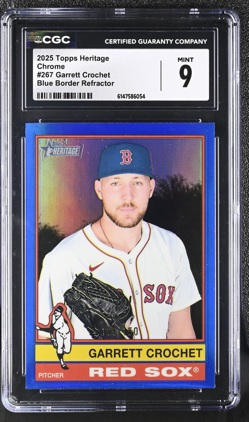 2025 Topps Heritage Chrome Garrett Crochet #267 Blue Border Refractor /530 CGC 9
