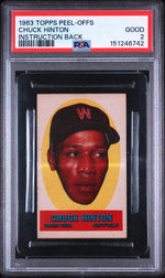 1963 Topps Peel-Offs Instruction Back Chuck Hinton PSA 2