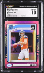 2024 Donruss #369 Bo Nix Optic Preview CGC 10