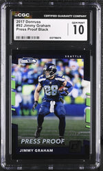 2017 Donruss #92 Jimmy Graham Press Proof Black /10 CGC 10
